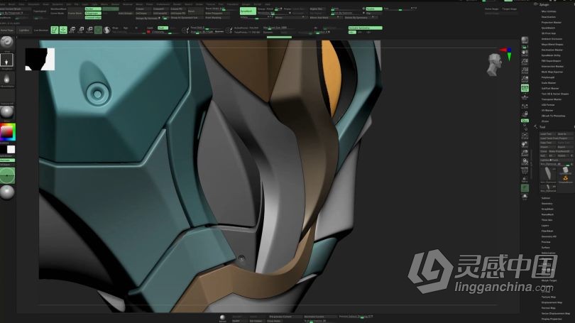 Zbrush教程 ZBrush机甲战士硬表面建模实例制作视频教程  灵感中国网 www.lingganchina.com