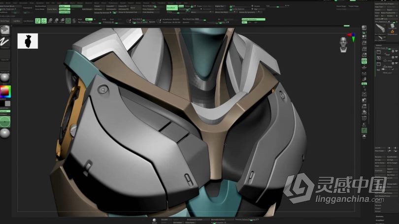 Zbrush教程 ZBrush机甲战士硬表面建模实例制作视频教程  灵感中国网 www.lingganchina.com