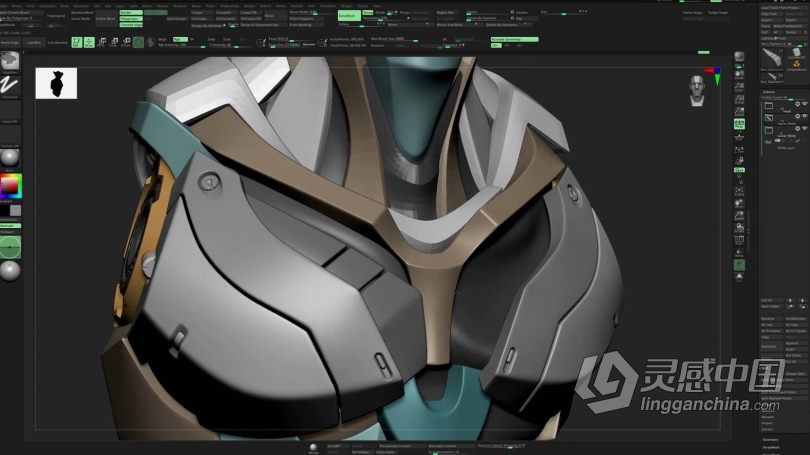 Zbrush教程 ZBrush机甲战士硬表面建模实例制作视频教程  灵感中国社区 www.lingganchina.com