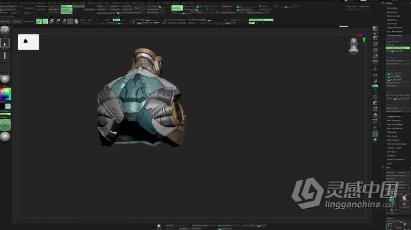 Zbrush教程 ZBrush机甲战士硬表面建模实例制作视频教程  灵感中国网 www.lingganchina.com
