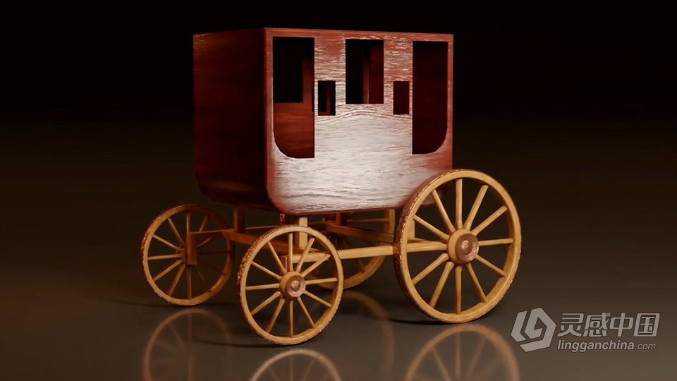 Blender初级3D建模马车实例制作视频教程  灵感中国网 www.lingganchina.com
