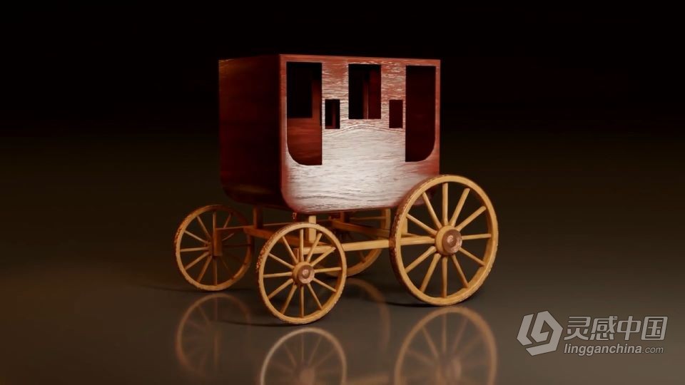 Blender初级3D建模马车实例制作视频教程  灵感中国网 www.lingganchina.com