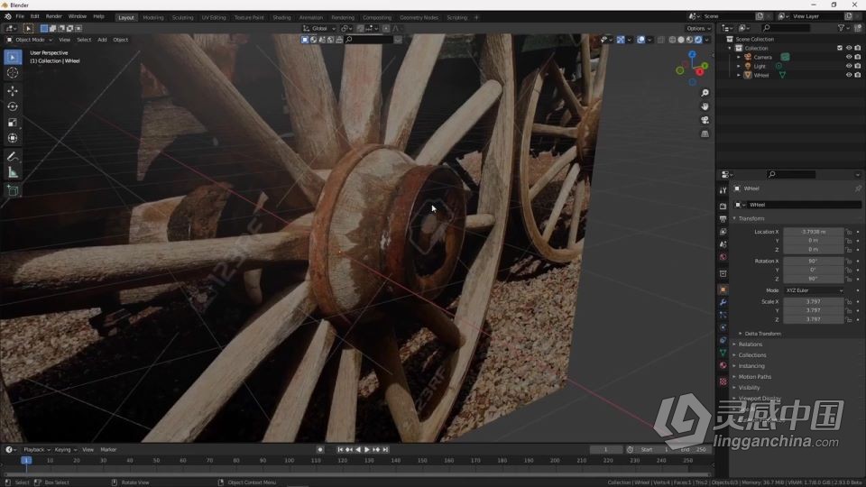 Blender初级3D建模马车实例制作视频教程  灵感中国网 www.lingganchina.com
