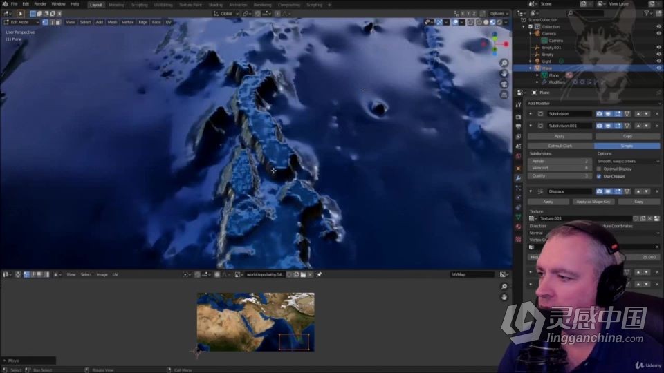 Blender地球地形地貌实例制作训练视频教程中文字幕  灵感中国社区 www.lingganchina.com