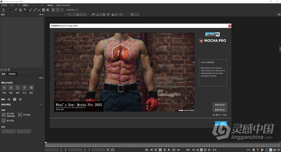 摄像机摩卡平面跟踪AE/PR汉中文化插件 Mocha Pro 2022.5 v9.5.0 Win中文汉化版插件  灵感中国网 www.lingganchina.com