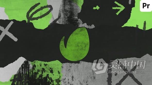 PR模板 卡通动画撕纸复古网格视频片头LOGO动画 PR工程 PR源文件  灵感中国网 www.lingganchina.com