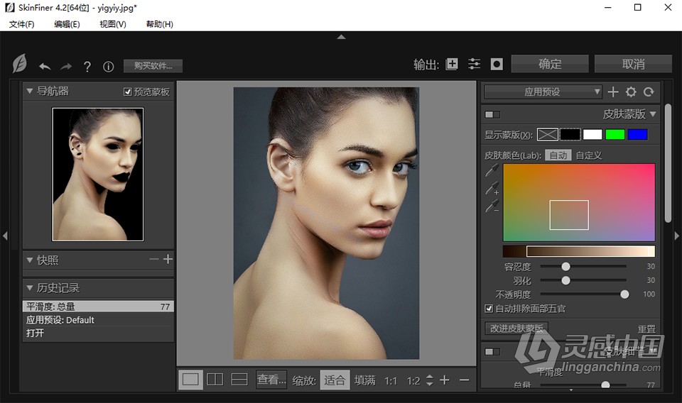快速人像磨皮润肤修饰 SkinFiner 4.2.0+PS动作 SkinFiner 4.2中文版 WIN系统下载  灵感中国网 www.lingganchina.com