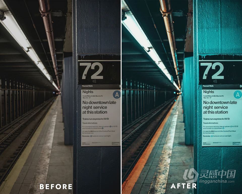 城市夜晚Lightroom预设和视频Luts调色预设 Night City premium presets &amp; Luts  灵感中国网 www.lingganchina.com