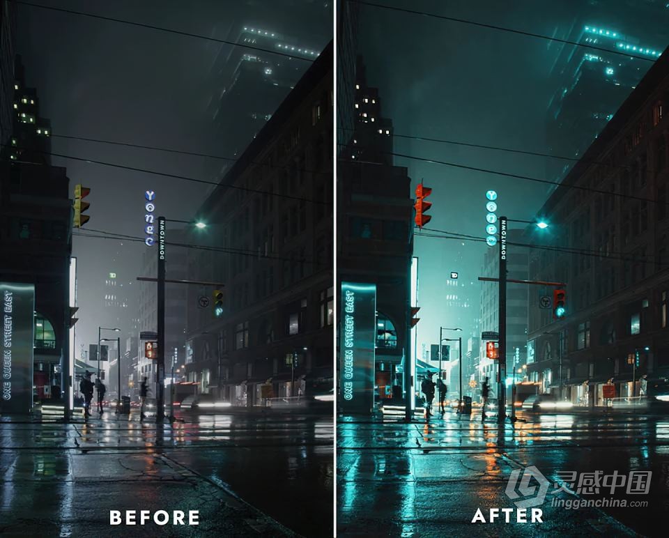 城市夜晚Lightroom预设和视频Luts调色预设 Night City premium presets &amp; Luts  灵感中国网 www.lingganchina.com