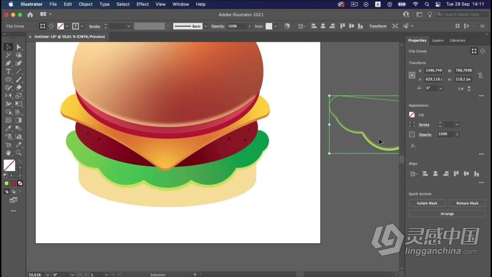 AI创建矢量逼真汉堡图标插图工作流程视频教程  灵感中国社区 www.lingganchina.com
