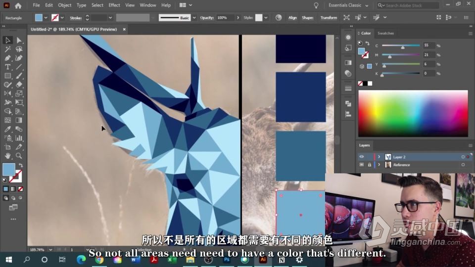 AI创建几何设计图案阴影效果工作流程视频教程 中文字幕  灵感中国网 www.lingganchina.com