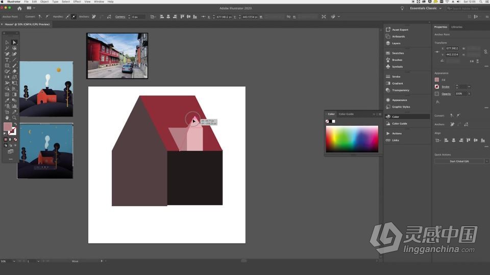 AE创建卡通平面3D房屋动画工作流程视频教程  灵感中国网 www.lingganchina.com