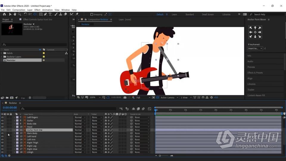 AE创建卡通吉他手角色动画工作流程视频教程  灵感中国社区 www.lingganchina.com