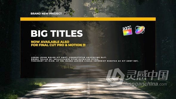 FCPX插件20组大边框演示幻灯片介绍文字标题动画 Big Titles FCPX &amp; Motion  灵感中国网 www.lingganchina.com
