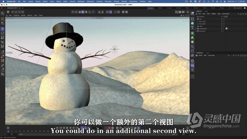 C4D雪人角色动画全流程视频教程 中文字幕  灵感中国网 www.lingganchina.com