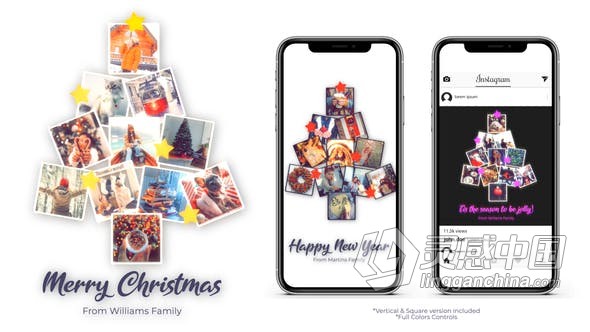FCPX插件-照片拼贴成圣诞树效果动画媒体短小视频制作 Christmas Tree Opener  灵感中国网 www.lingganchina.com