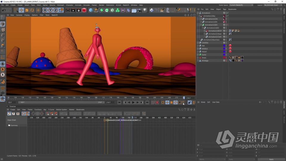 C4D三维角色动画制作全流程大师级视频教程  灵感中国网 www.lingganchina.com