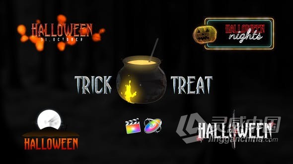 FCPX插件万圣节恐怖标题视频字幕 Halloween Scary Titles  灵感中国网 www.lingganchina.com