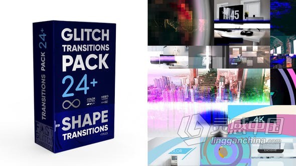 FCPX插件-24个故障毛刺素损坏图形动画视频转场效果 Glitch Transitions Pack 4K  灵感中国社区 www.lingganchina.com