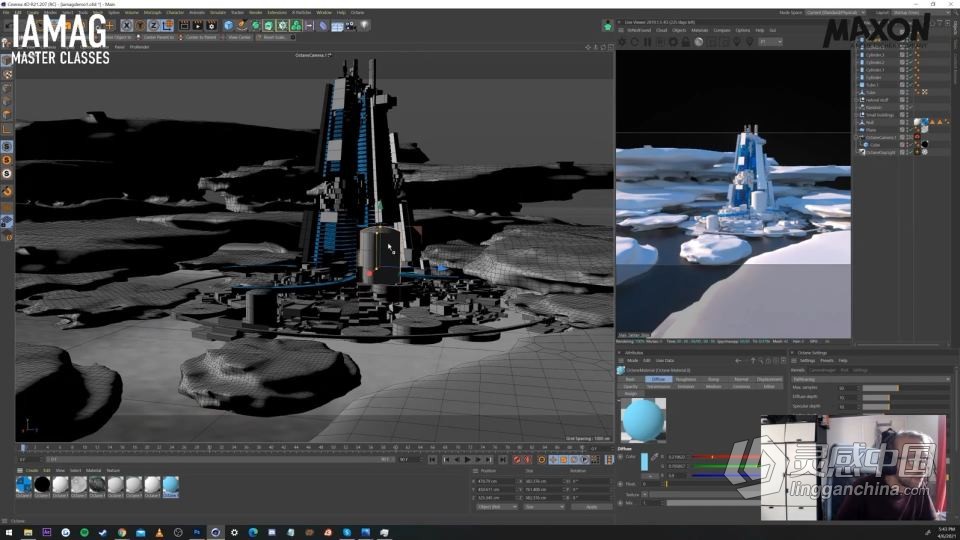 C4D与PS未来科幻城市景观构建工作流程视频教程  灵感中国网 www.lingganchina.com