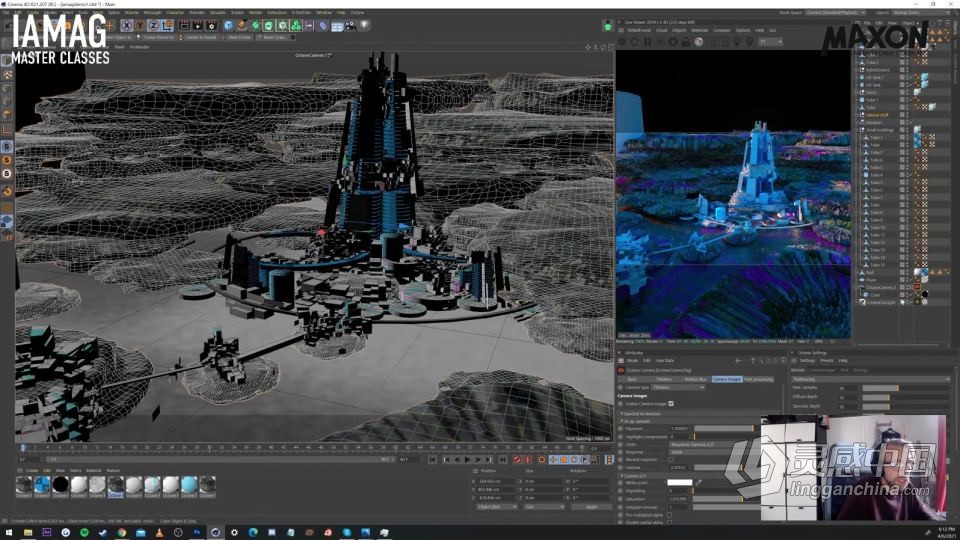 C4D与PS未来科幻城市景观构建工作流程视频教程  灵感中国网 www.lingganchina.com