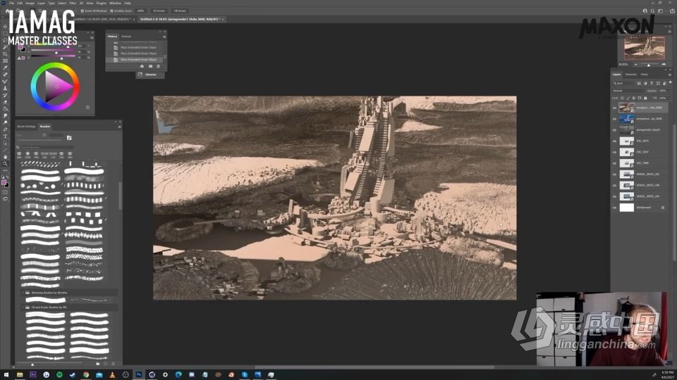 C4D与PS未来科幻城市景观构建工作流程视频教程  灵感中国网 www.lingganchina.com