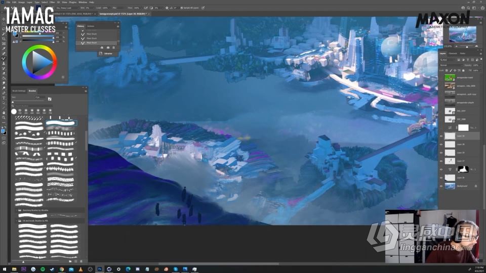 C4D与PS未来科幻城市景观构建工作流程视频教程  灵感中国网 www.lingganchina.com