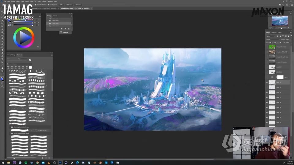 C4D与PS未来科幻城市景观构建工作流程视频教程  灵感中国网 www.lingganchina.com