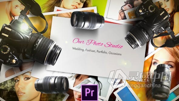 PR模板 动态摄影开场白肖像照片一张张堆叠镜头闪光灯动画片头 Photographers Opener - Premiere Pro  灵感中国网 www.lingganchina.com