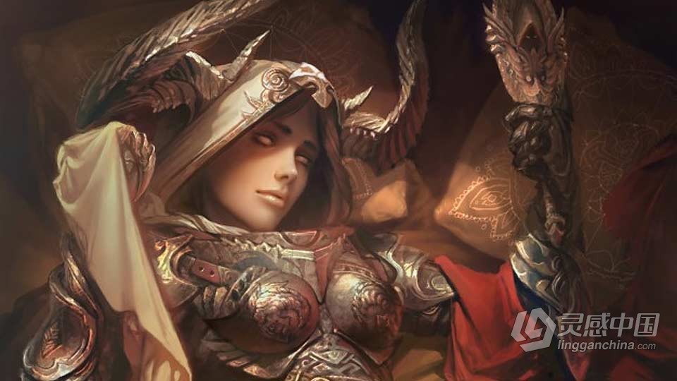 恶魔猎手女战士数字绘画实例训练视频教程  灵感中国网 www.lingganchina.com