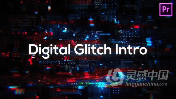 PR模板-通用高科技数字企业故障介绍科技片头 Glitch Technology Intro for Premiere Pro  灵感中国网 www.lingganchina.com