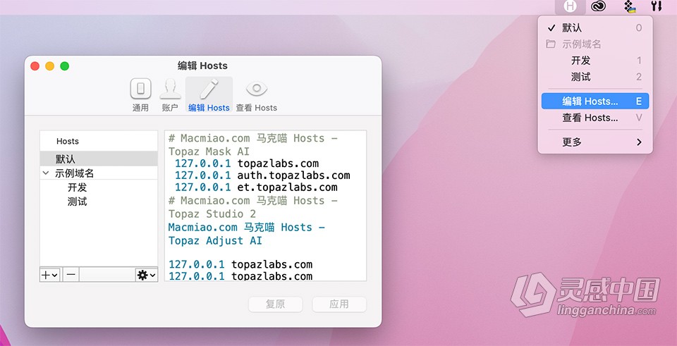 Hosts 1.4.0 for Mac注册版 hosts编辑器免费下载 快速/etc/hosts 编辑修改器  灵感中国网 www.lingganchina.com
