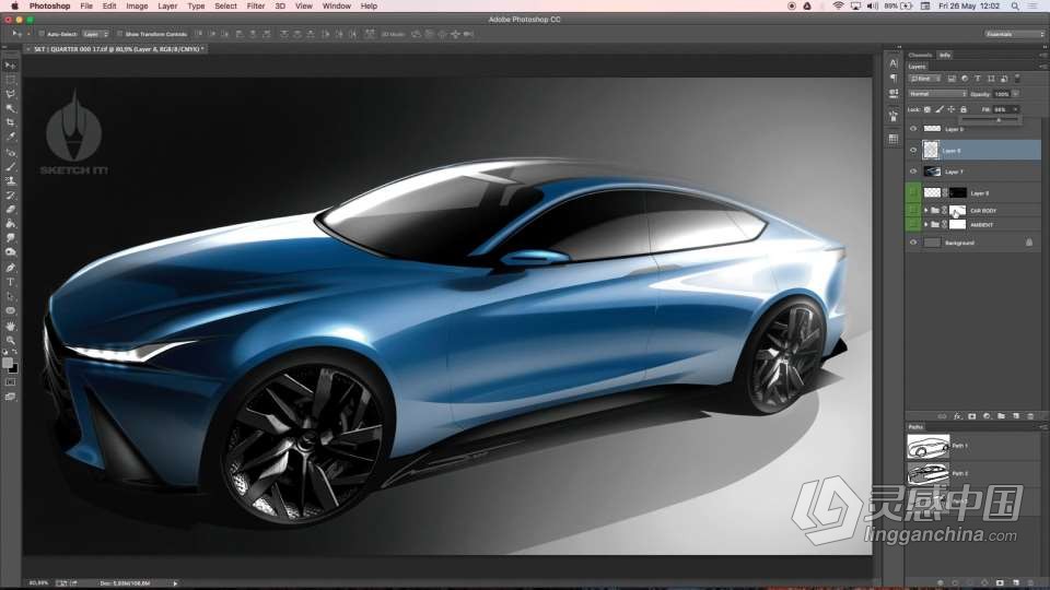 Photoshop汽车造型概念设计实例制作视频教程  灵感中国网 www.lingganchina.com