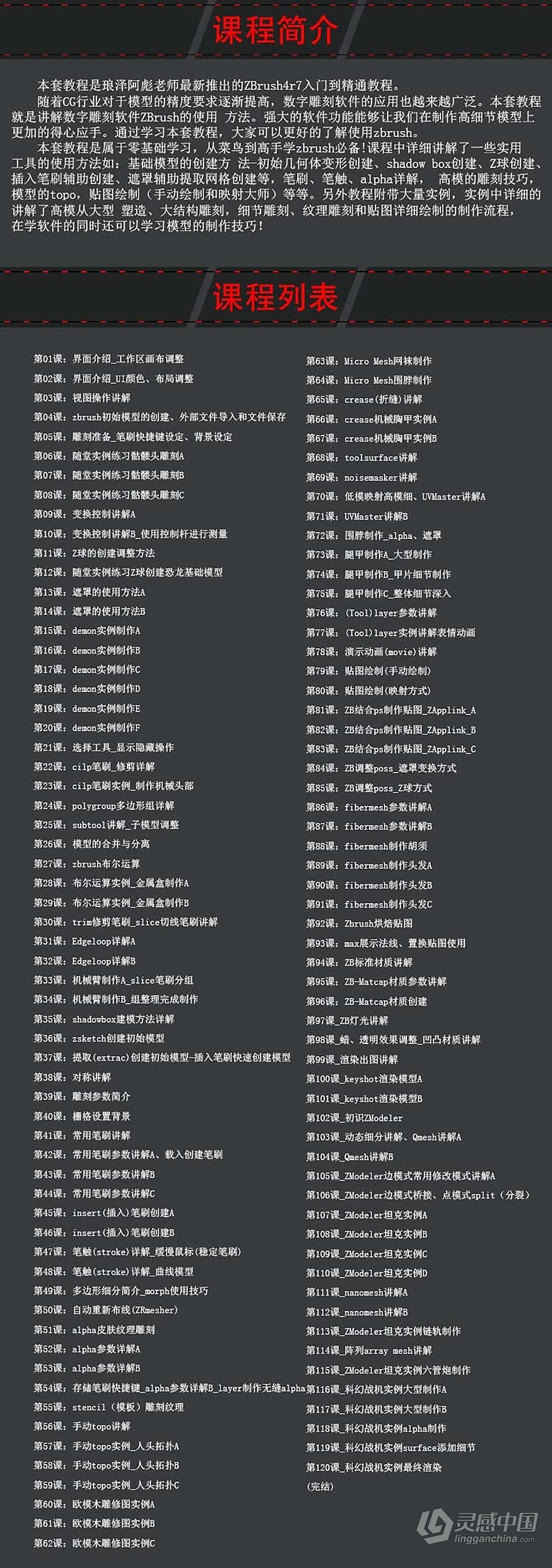 琅泽阿彪课堂ZBrush教程 ZBrush从入门到精通中文教程120集全套  灵感中国网 www.lingganchina.com