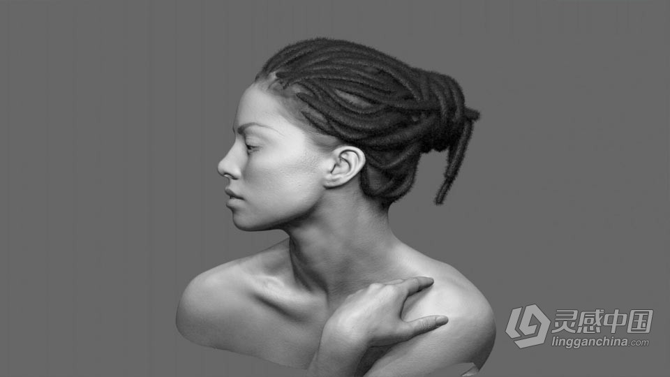 Zbrush头发脏辫发型实例制作训练视频教程  灵感中国网 www.lingganchina.com