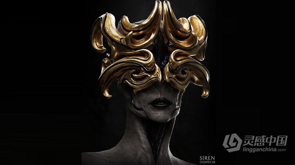 ZBrush生物半身像概念艺术雕刻设计流程视频教程  灵感中国网 www.lingganchina.com