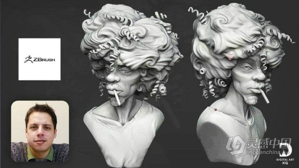 ZBrush个性角色半身像数字雕刻实例制作视频教程  灵感中国网 www.lingganchina.com