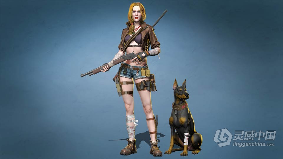 ZBrush战斗女孩与狗超完整制作流程视频教程  灵感中国网 www.lingganchina.com