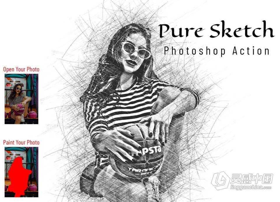 铅笔素描效果PS动作 Perfect Oil Paint Photoshop Action  灵感中国网 www.lingganchina.com