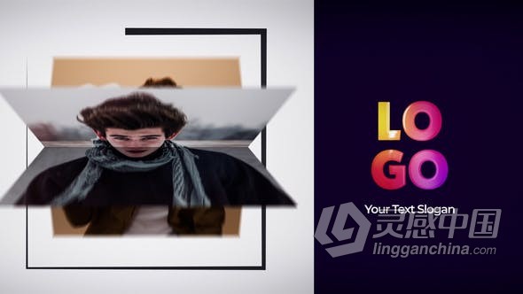 PR模板 - 图片页面翻转立体变换时尚简约LOGO标题片头 Image Logo Reveal  灵感中国网 www.lingganchina.com