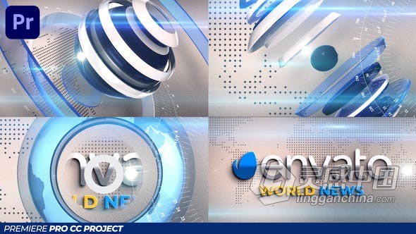 PR模板 - 经典空间立体新闻栏目标题动画LOGO片头 World News Opener  灵感中国网 www.lingganchina.com