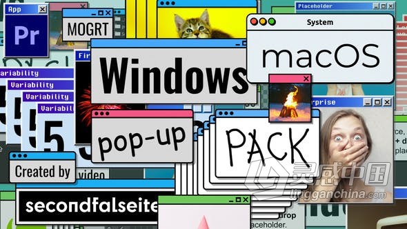 PR模板-分离的空心窗口动画Windows/macOS电脑弹窗警报面板UI元素 Windows macOS Pop-up Pack Premiere Pro  灵感中国社区 www.lingganchina.com