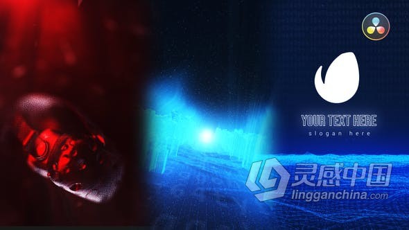 DR达芬奇模板-VR虚拟现实技术标志霓虹灯游戏LOGO动画工程文件下载  灵感中国网 www.lingganchina.com