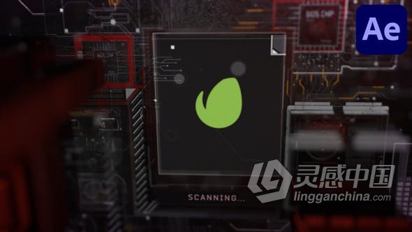 AE模板-3D Hud手部扫描全息高科技LOGO动画工程文件下载  灵感中国网 www.lingganchina.com
