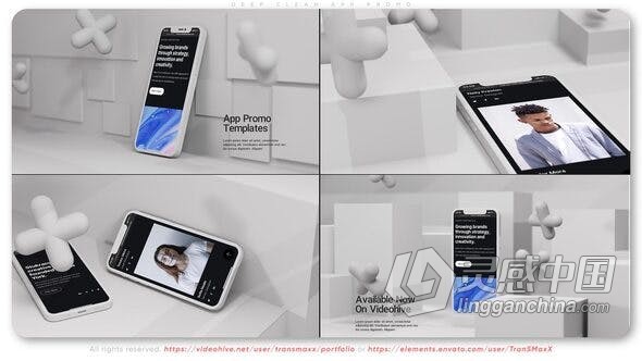 AE模板-手机商店广告制作3d演示风格新应用程序游戏APP网站介绍工程文件下载  灵感中国网 www.lingganchina.com