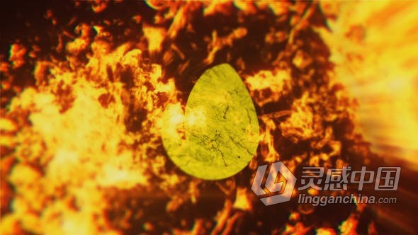 AE模板-黄金火焰燃烧烈火电影大片标志标题动画工程文件下载  灵感中国网 www.lingganchina.com