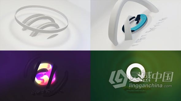 AE模板-圆形抽象3D标志动画工程文件下载  灵感中国网 www.lingganchina.com