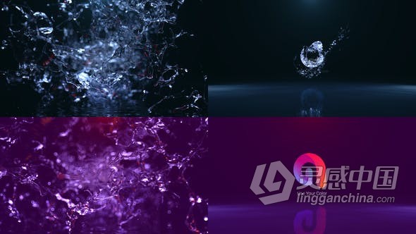AE模板-大气清晰干净液态水标志动画工程文件下载  灵感中国网 www.lingganchina.com
