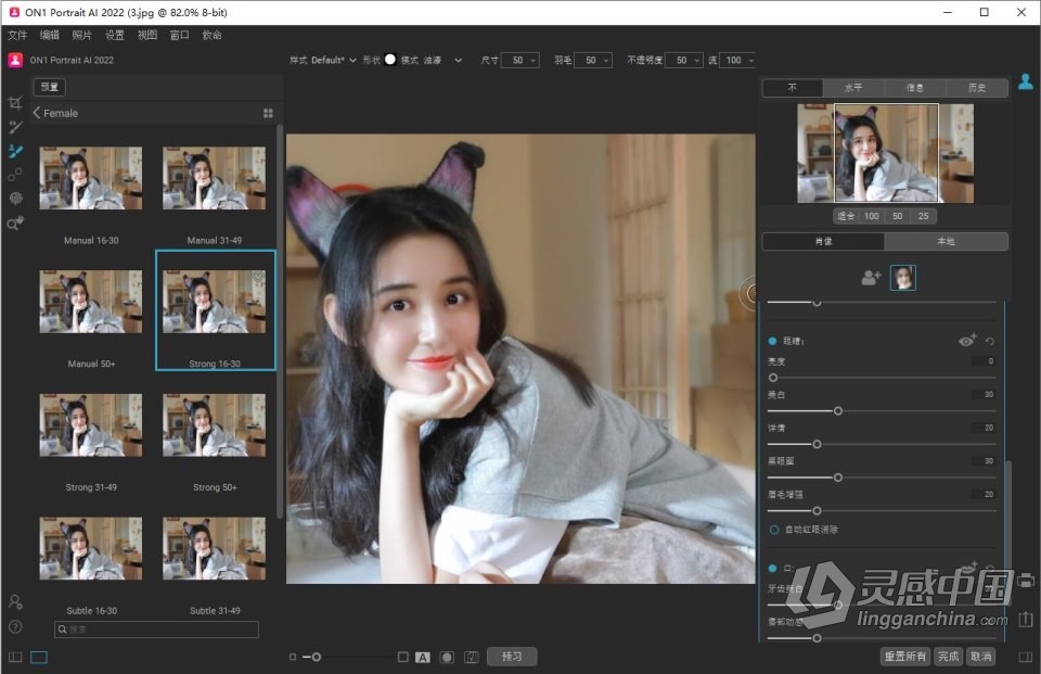 AI智能人像处理软件 ON1 Portrait AI 2022.5 v16.5.1.12526 中文版 WIN系统下载  灵感中国网 www.lingganchina.com