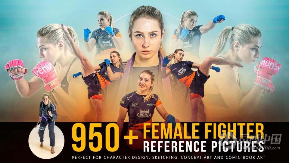 950张女性运动类比赛动作姿势造型高清参考图合集 950+ Female Fighter Reference Pictures  灵感中国社区 www.lingganchina.com